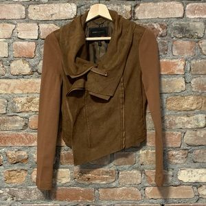 BCBGMaxAzria crop faux suede jacket